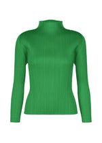 A product shot of the PLEATS PLEASE ISSEY MIYAKE MONTHLY COLORS : OCTOBER top in green.