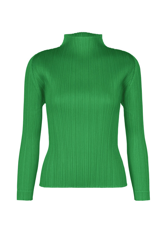 A product shot of the PLEATS PLEASE ISSEY MIYAKE MONTHLY COLORS : OCTOBER top in green.