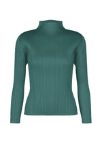 A product shot of the PLEATS PLEASE ISSEY MIYAKE MONTHLY COLORS : OCTOBER top in blue green.