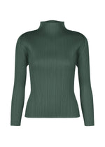 A product shot of the PLEATS PLEASE ISSEY MIYAKE MONTHLY COLORS : OCTOBER top in dark green.
