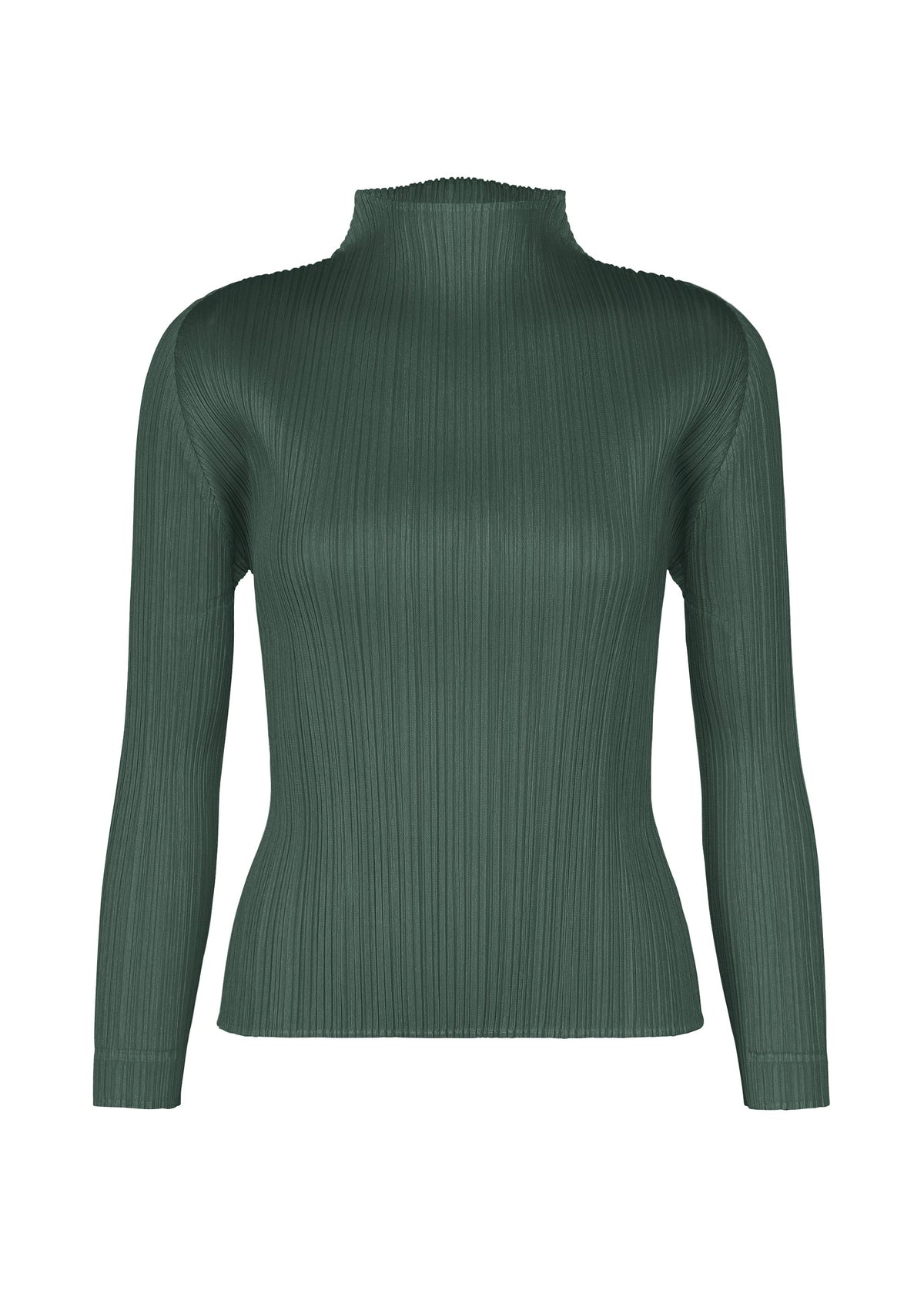 A product shot of the PLEATS PLEASE ISSEY MIYAKE MONTHLY COLORS : OCTOBER top in dark green.
