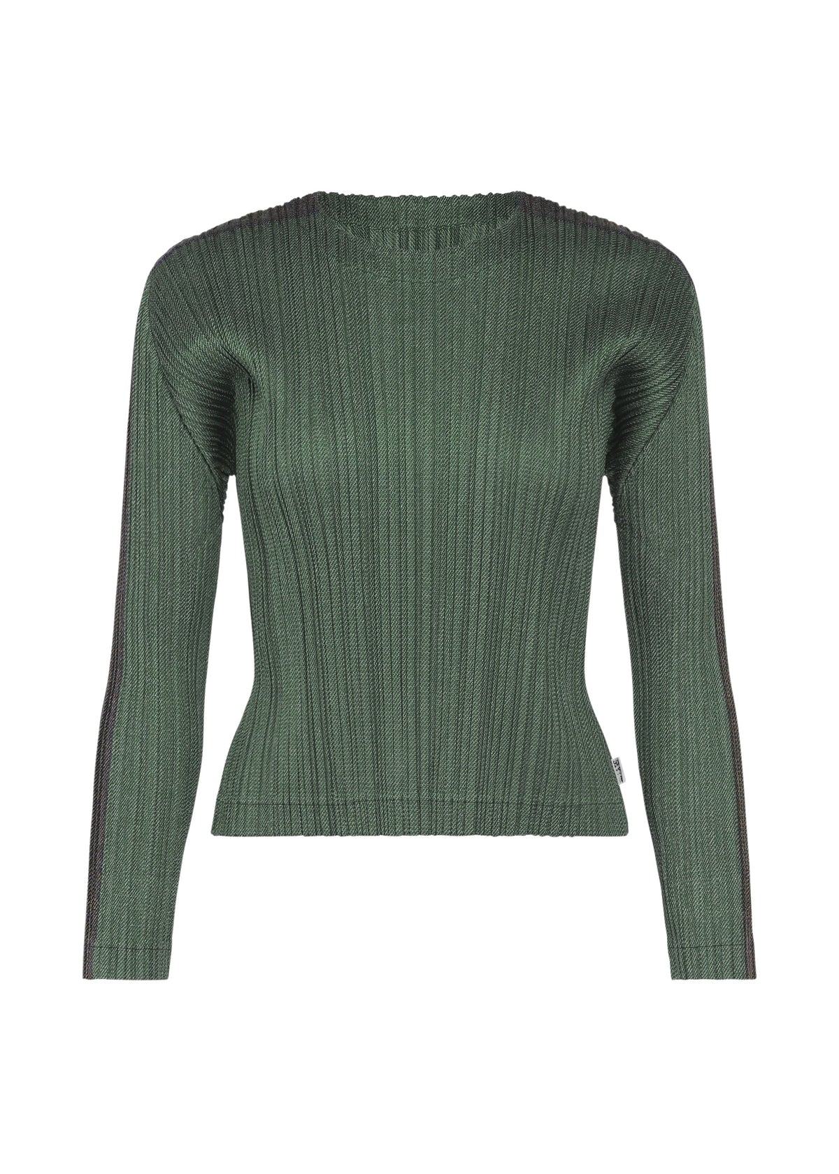 A product shot of the PLEATS PLEASE ISSEY MIYAKE COTTON DENIM top in dark green.