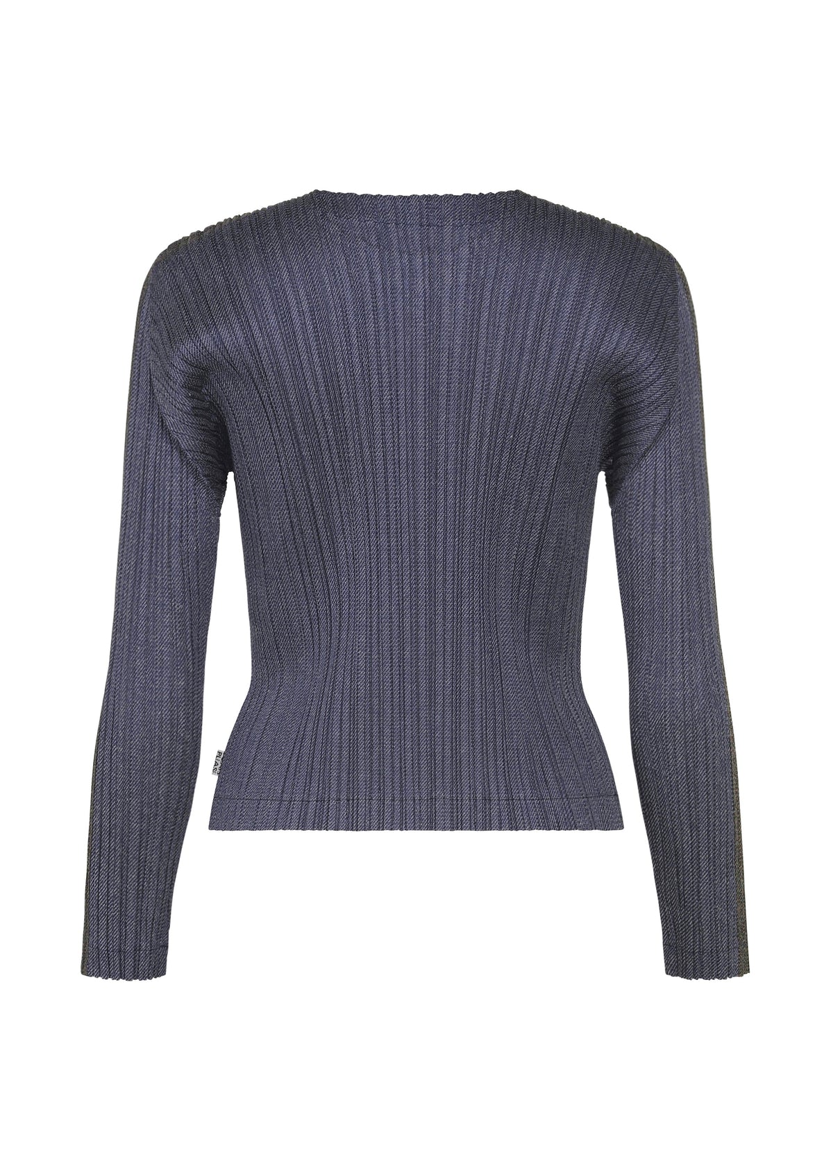 A detail shot of the PLEATS PLEASE ISSEY MIYAKE COTTON DENIM top.