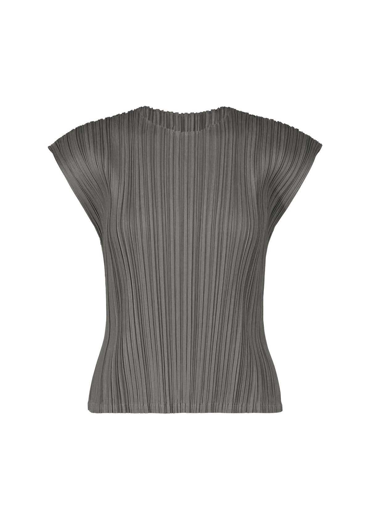 A product shot of the PLEATS PLEASE ISSEY MIYAKE MELLOW PLEATS top in charcoal.