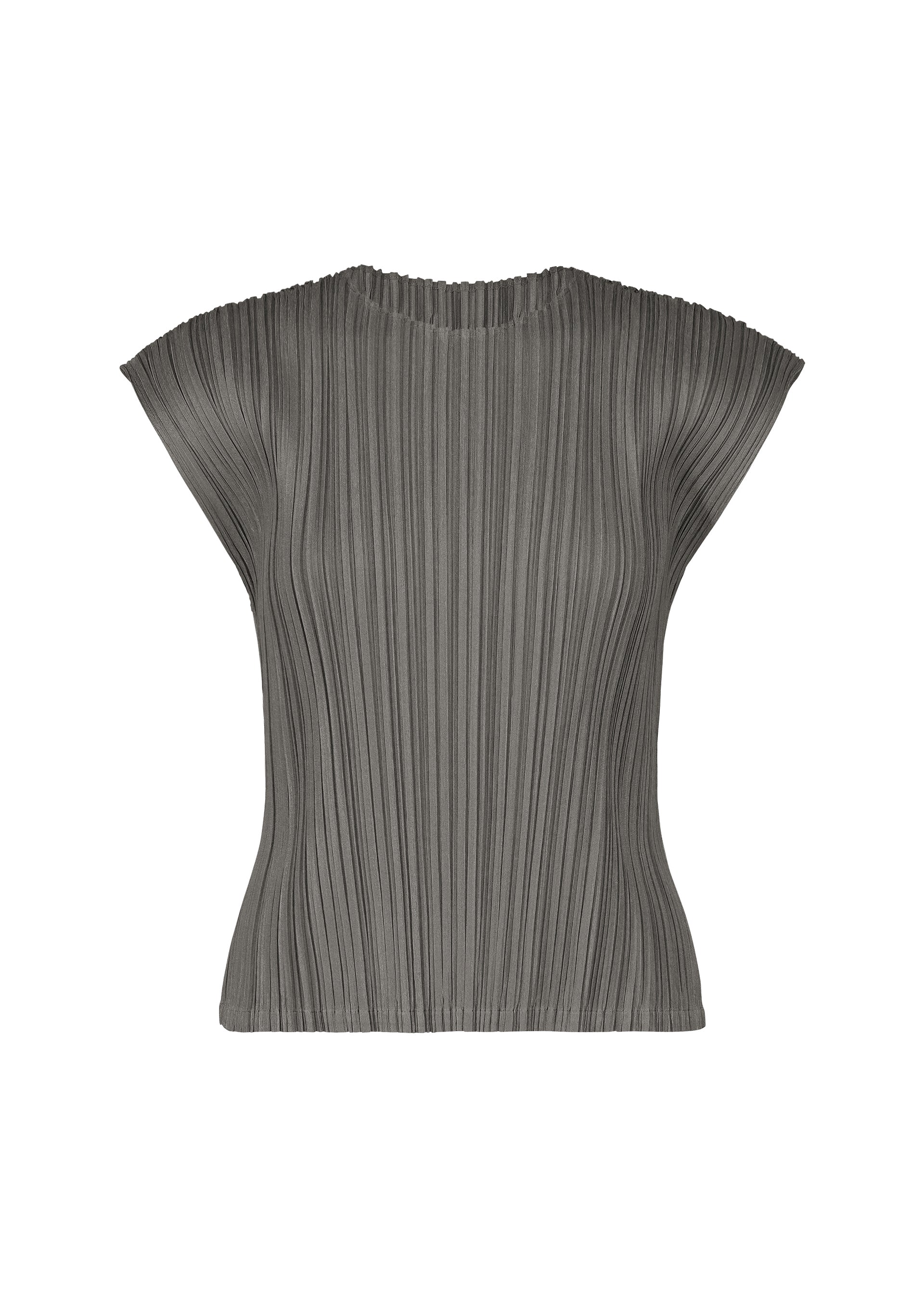 A product shot of the PLEATS PLEASE ISSEY MIYAKE MELLOW PLEATS top in charcoal.