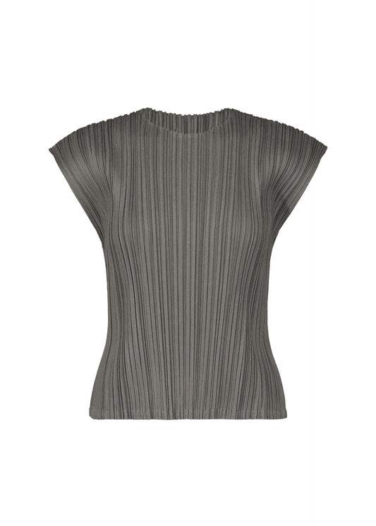 A product shot of the PLEATS PLEASE ISSEY MIYAKE MELLOW PLEATS top in charcoal.