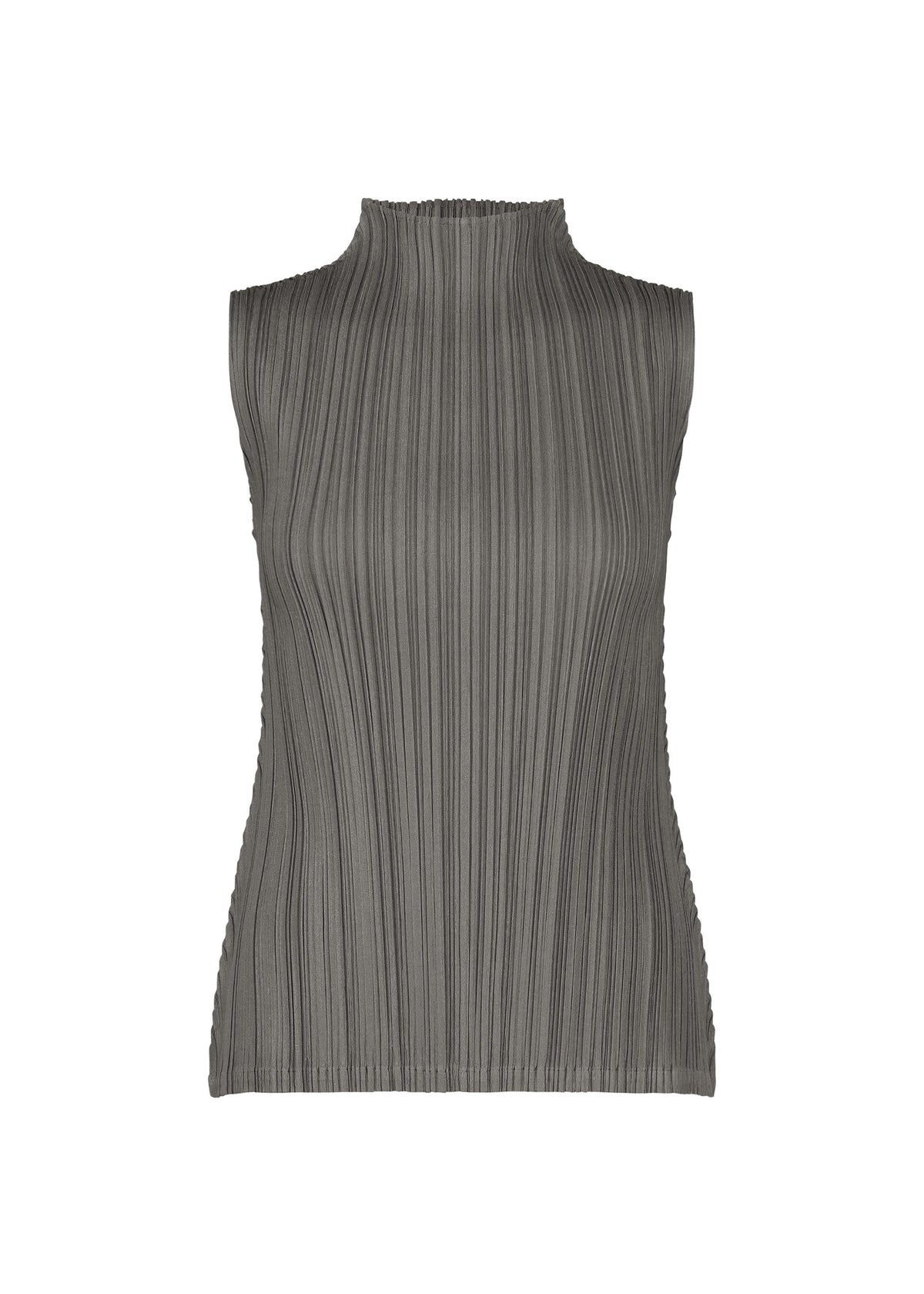 A product shot of the PLEATS PLEASE ISSEY MIYAKE MELLOW PLEATS top in charcoal.