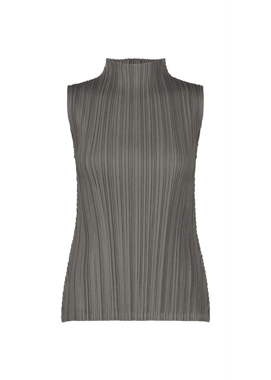 A product shot of the PLEATS PLEASE ISSEY MIYAKE MELLOW PLEATS top in charcoal.
