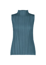 A product shot of the PLEATS PLEASE ISSEY MIYAKE MELLOW PLEATS top in cerulean blue.