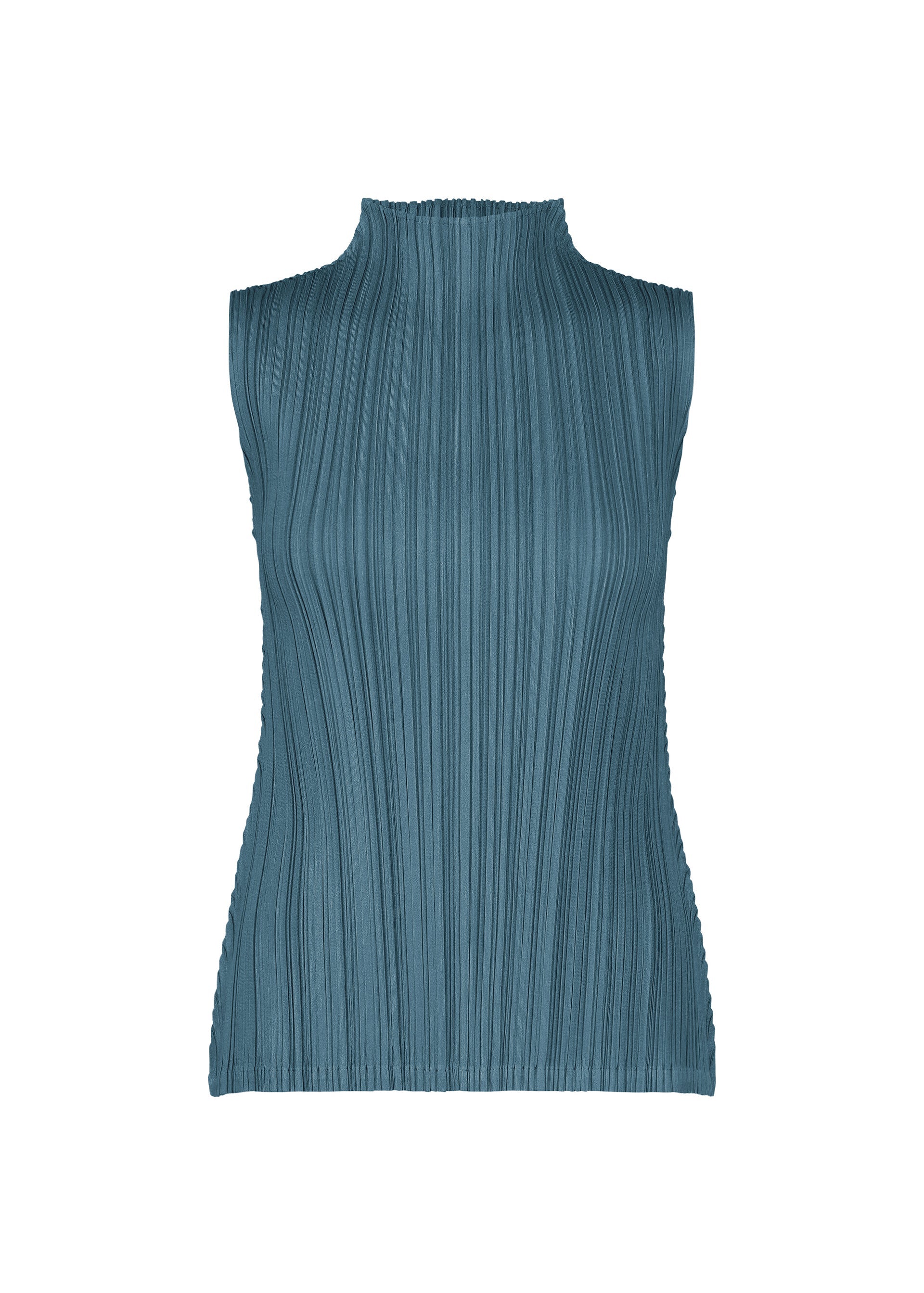 A product shot of the PLEATS PLEASE ISSEY MIYAKE MELLOW PLEATS top in cerulean blue.