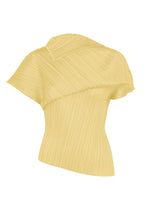 A product shot of the PLEATS PLEASE ISSEY MIYAKE LEAP top in pale yellow.