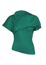A product shot of the PLEATS PLEASE ISSEY MIYAKE LEAP top in forest green.