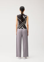 A model wears the PLEATS PLEASE ISSEY MIYAKE FOLD LINE fold-line-top-charcoal.