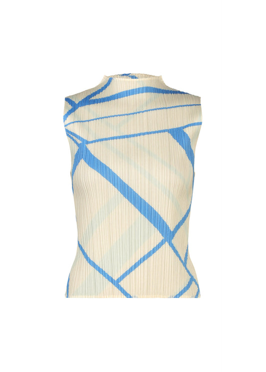A product shot of the PLEATS PLEASE ISSEY MIYAKE FOLD LINE top in off white.