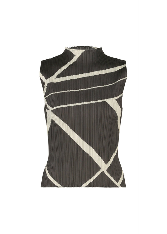 A product shot of the PLEATS PLEASE ISSEY MIYAKE FOLD LINE top in charcoal.