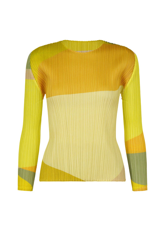 A product shot of the PLEATS PLEASE ISSEY MIYAKE ORBIT top in yellow.
