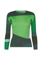 A product shot of the PLEATS PLEASE ISSEY MIYAKE ORBIT top in green.