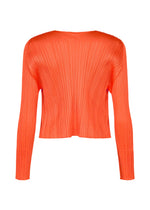 A detail shot of the PLEATS PLEASE ISSEY MIYAKE MONTHLY COLORS : SEPTEMBER cardigan.