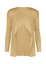 A product shot of the PLEATS PLEASE ISSEY MIYAKE MONTHLY COLORS : OCTOBER cardigan in ash beige.