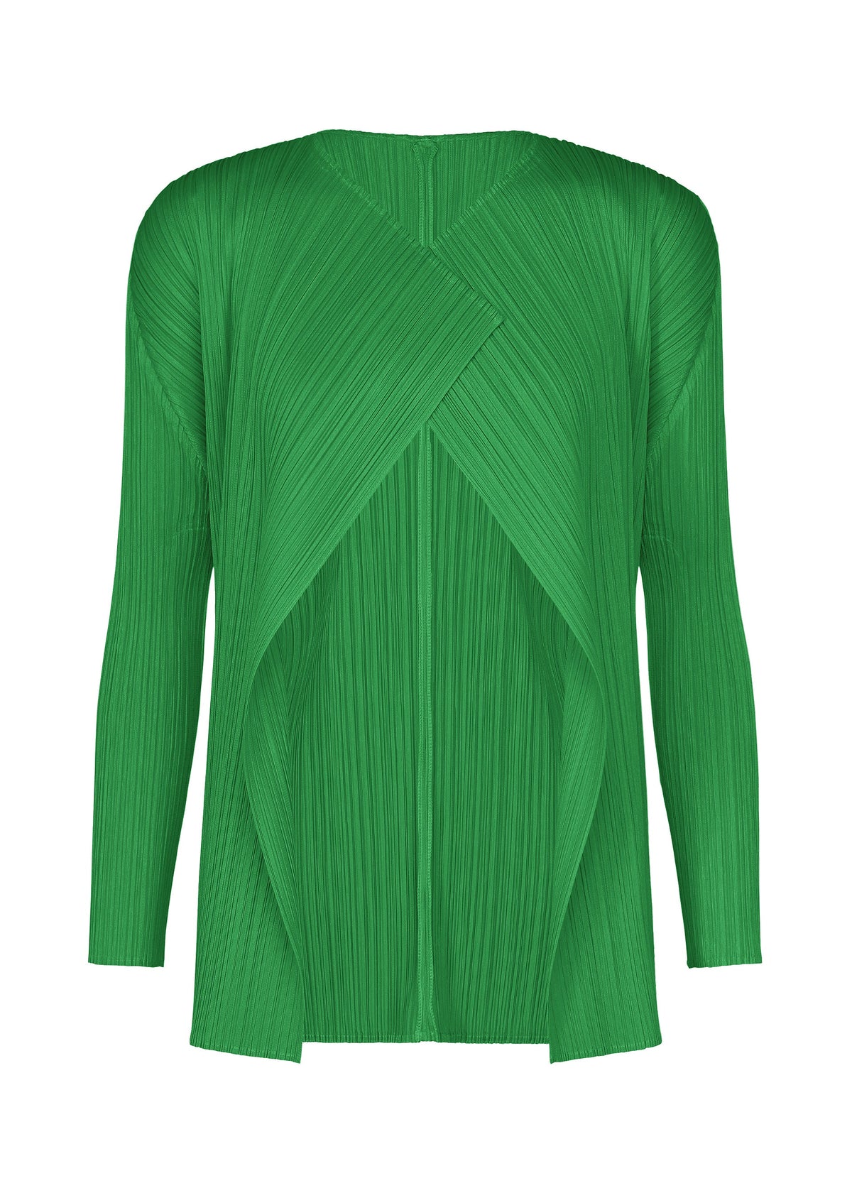 A product shot of the PLEATS PLEASE ISSEY MIYAKE MONTHLY COLORS : OCTOBER cardigan in green.