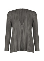 A product shot of the PLEATS PLEASE ISSEY MIYAKE MELLOW PLEATS cardigan in charcoal.