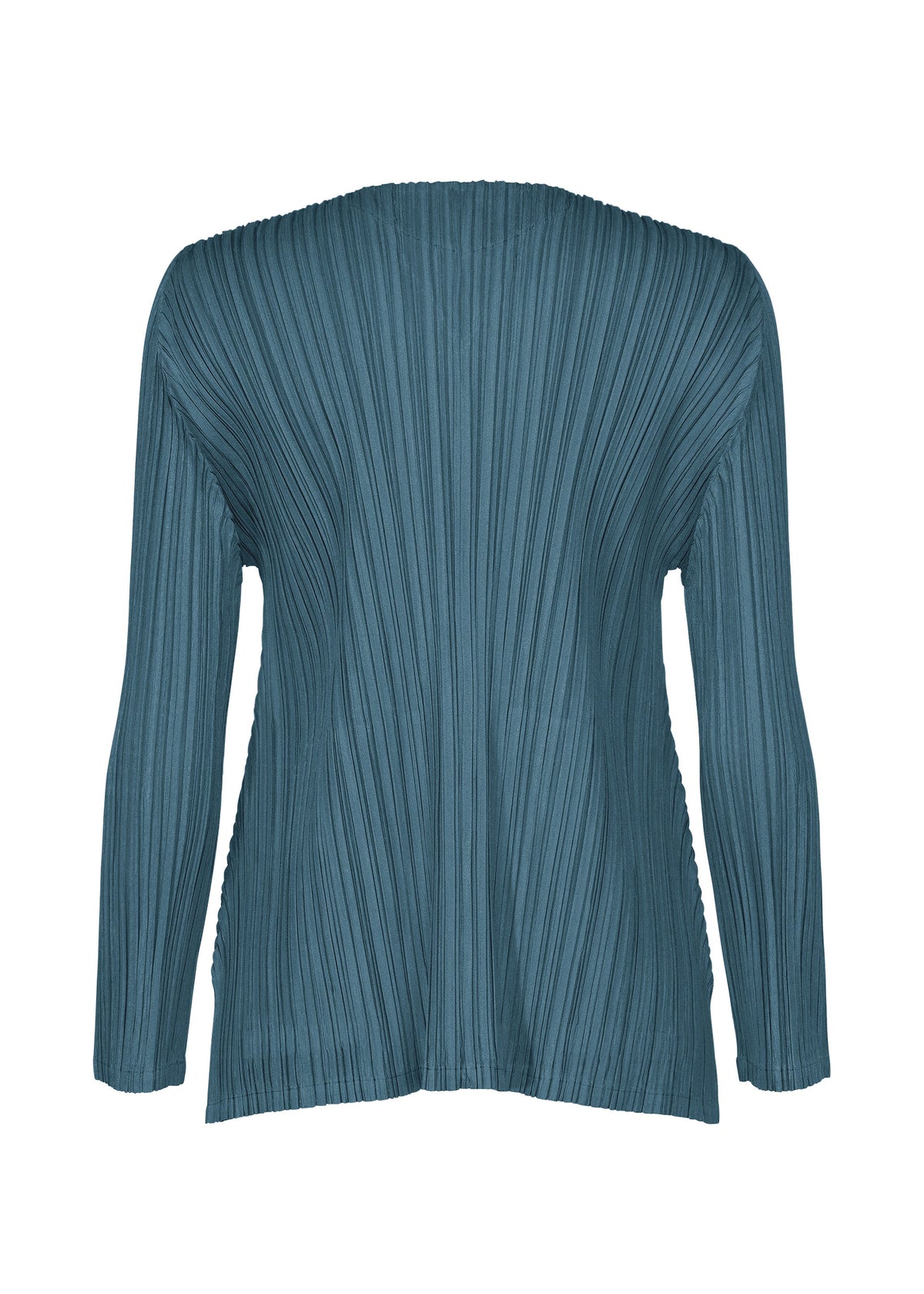 A detail shot of the PLEATS PLEASE ISSEY MIYAKE MELLOW PLEATS cardigan.