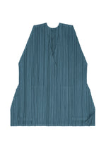 A detail shot of the PLEATS PLEASE ISSEY MIYAKE MELLOW PLEATS cardigan.