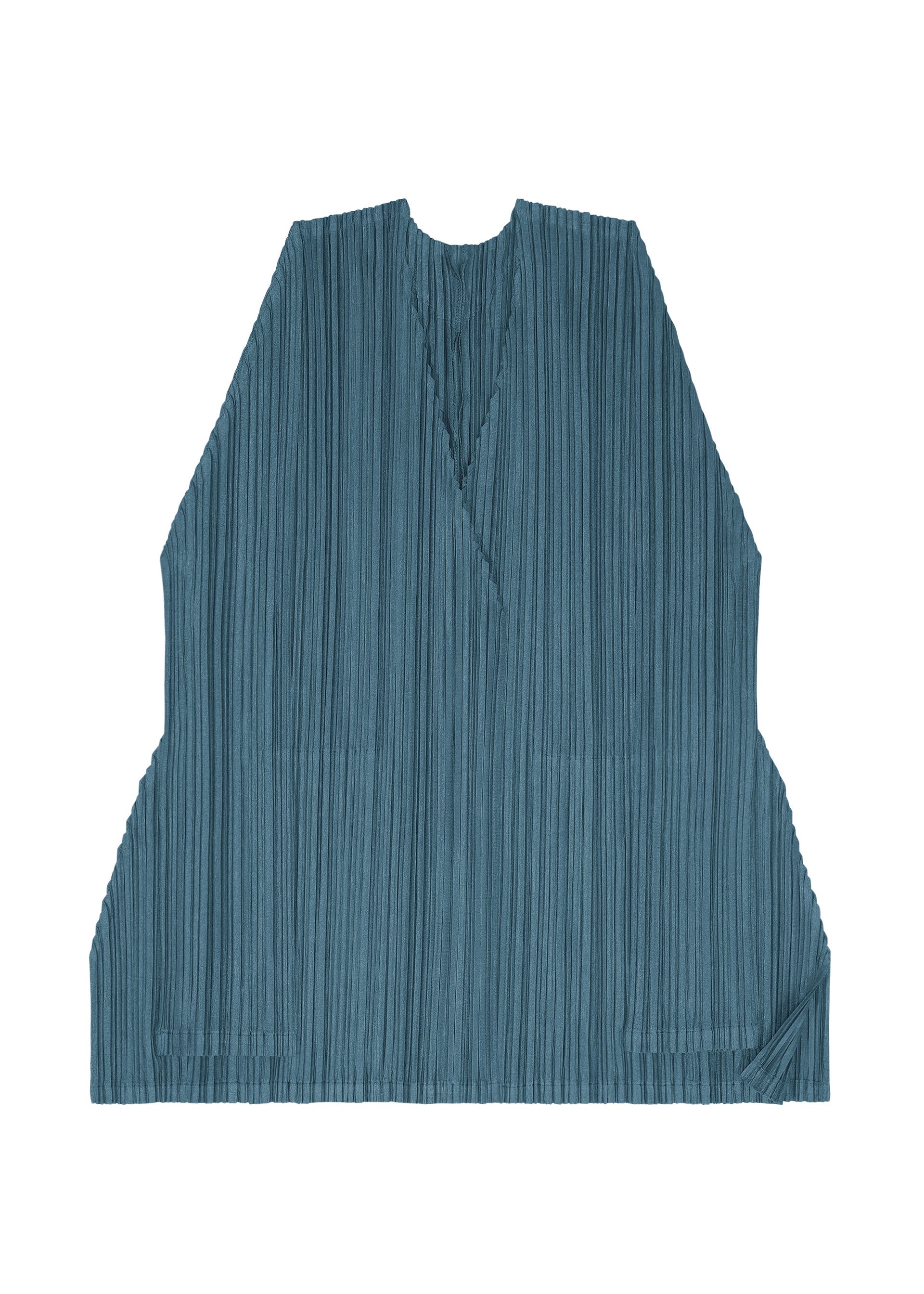 A detail shot of the PLEATS PLEASE ISSEY MIYAKE MELLOW PLEATS cardigan.