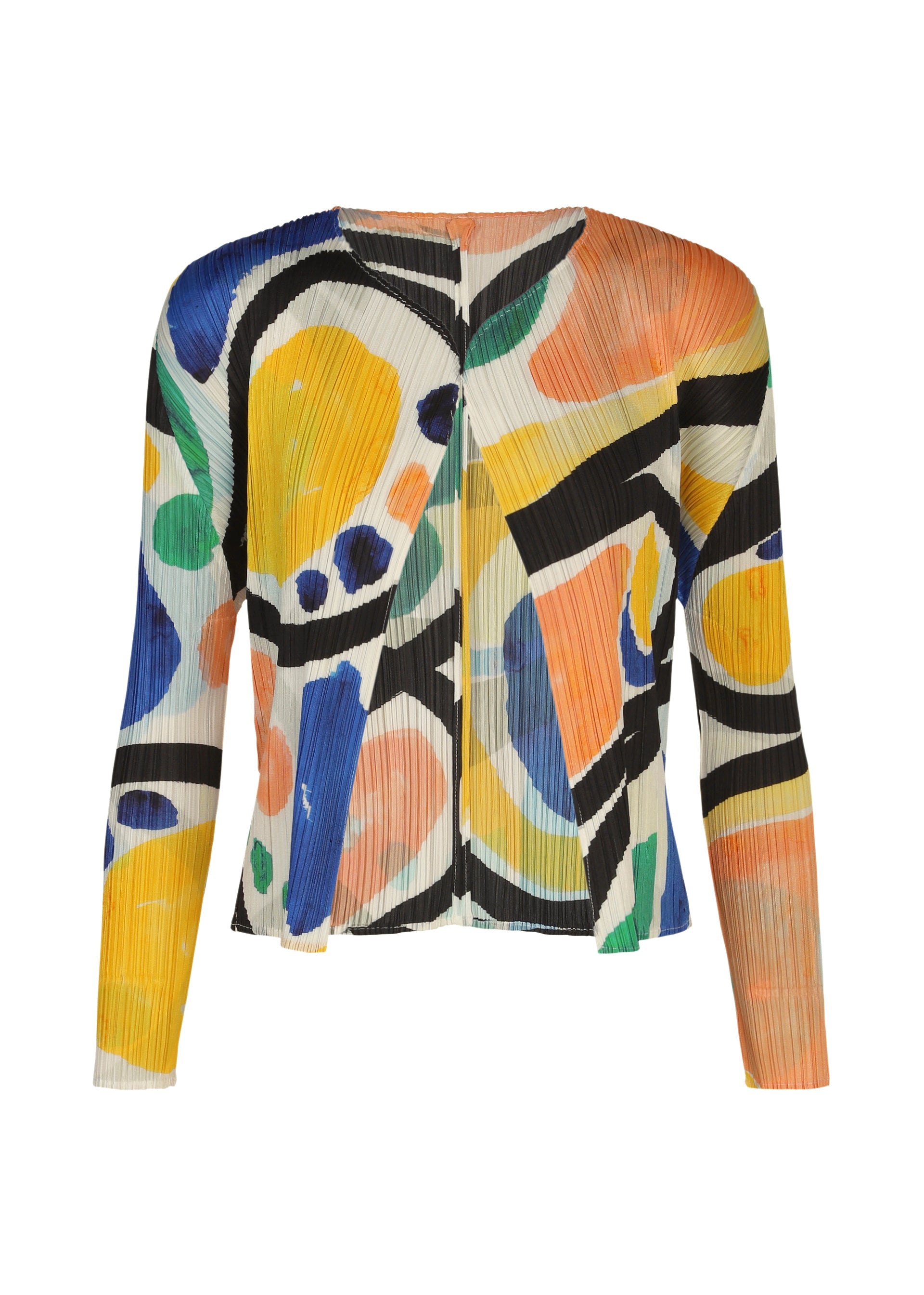 A product shot of the PLEATS PLEASE ISSEY MIYAKE ROLL cardigan in multi.
