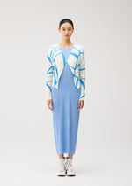 A model wears the PLEATS PLEASE ISSEY MIYAKE FOLD LINE fold-line-cardigan-charcoal.