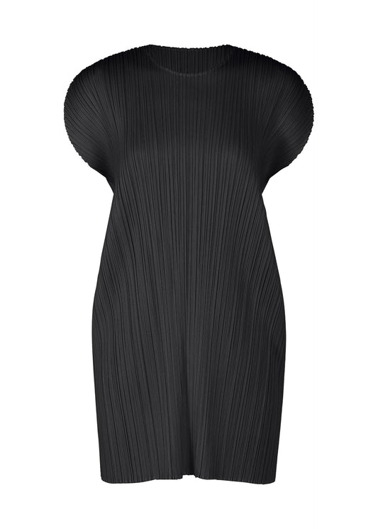 A product shot of the PLEATS PLEASE ISSEY MIYAKE MONTHLY COLORS : JULY dress in black.