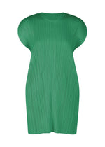 A product shot of the PLEATS PLEASE ISSEY MIYAKE MONTHLY COLORS : JULY dress in fresh green.