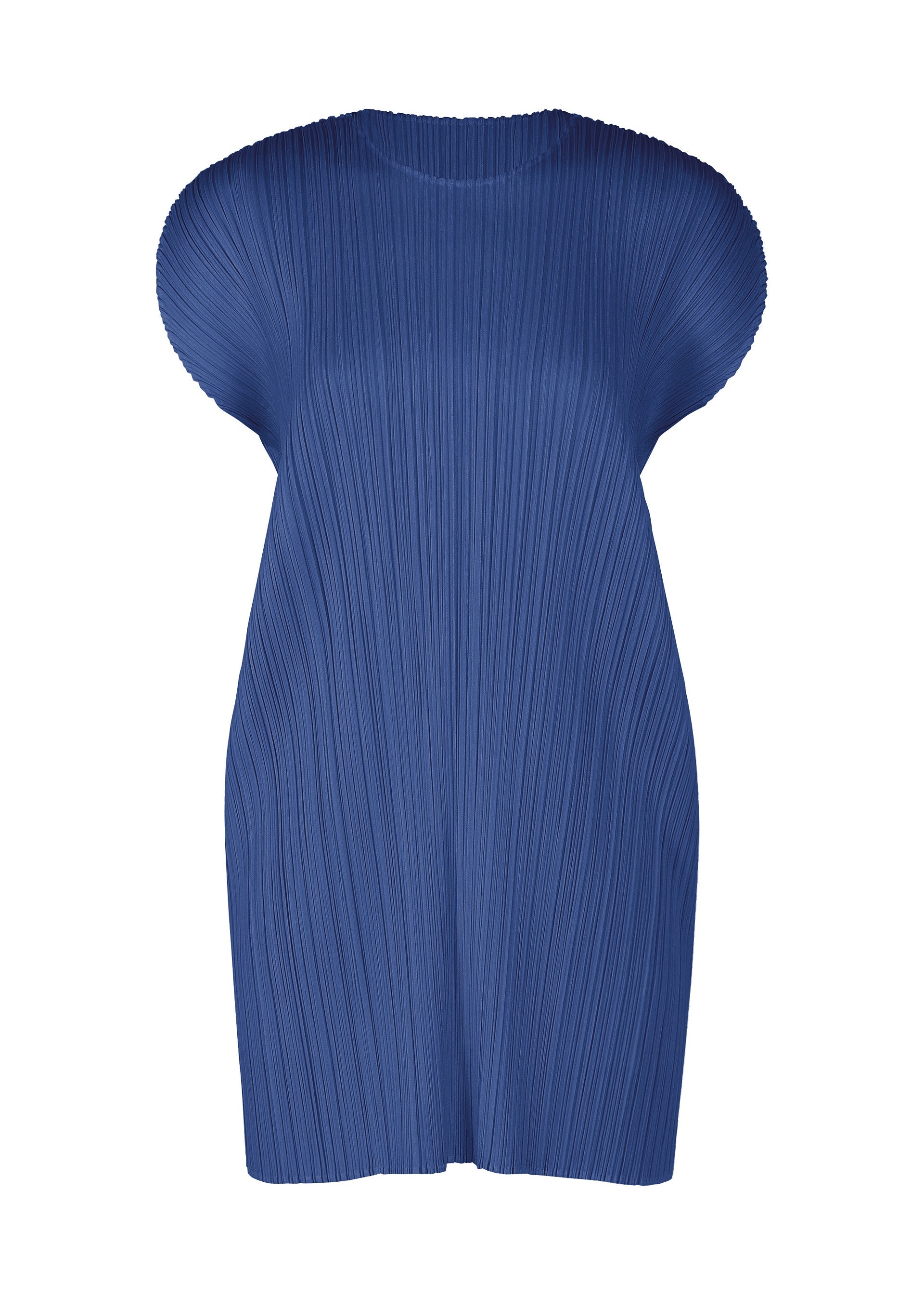 A product shot of the PLEATS PLEASE ISSEY MIYAKE MONTHLY COLORS : JULY dress in blue.