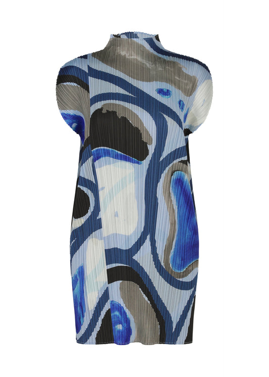 A product shot of the PLEATS PLEASE ISSEY MIYAKE ROLL dress in light blue.
