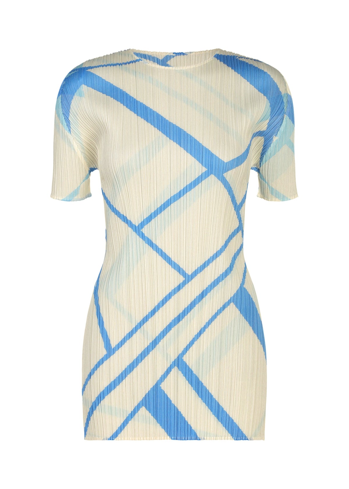 A product shot of the PLEATS PLEASE ISSEY MIYAKE FOLD LINE tunic in off white.
