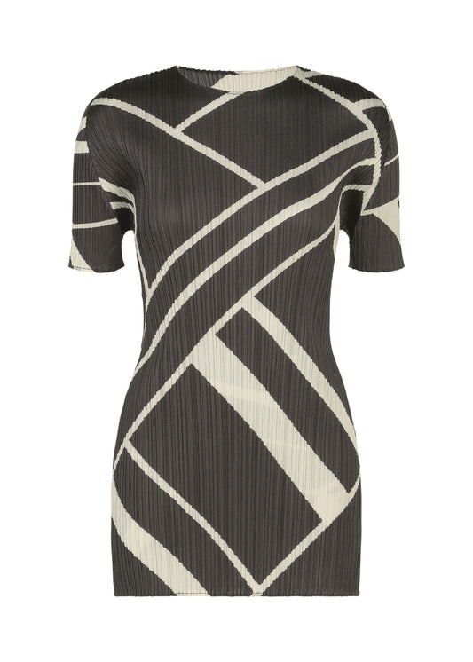 A product shot of the PLEATS PLEASE ISSEY MIYAKE FOLD LINE tunic in charcoal.