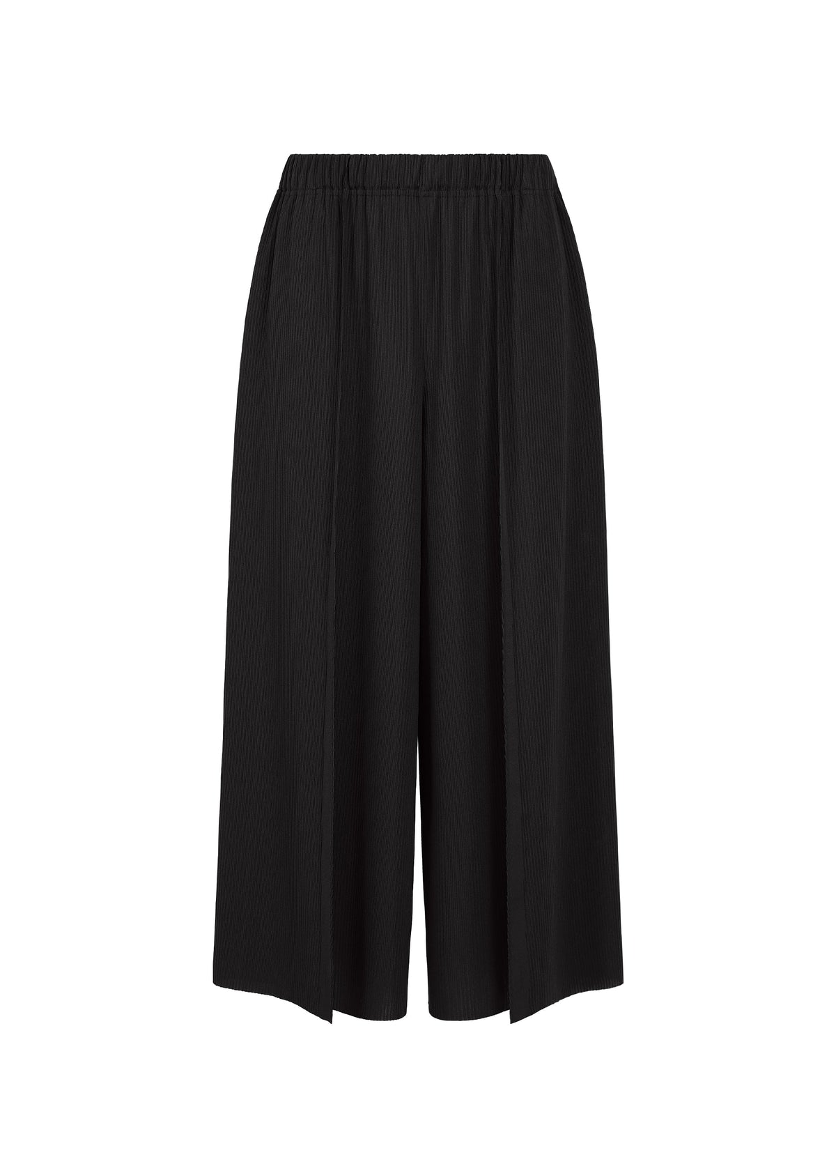 A product shot of the PLEATS PLEASE ISSEY MIYAKE A-POC BOTTOMS trousers in black.