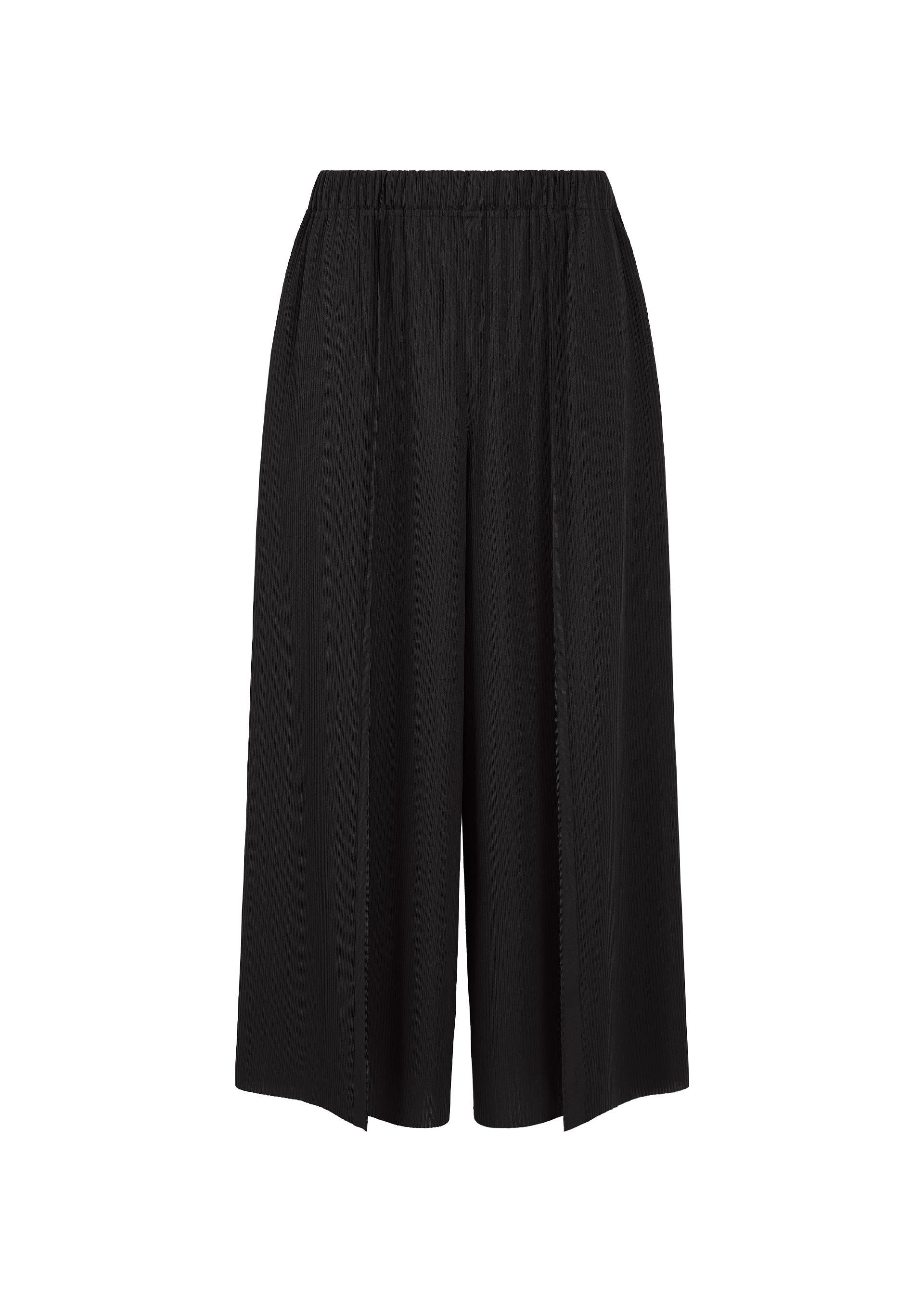 A product shot of the PLEATS PLEASE ISSEY MIYAKE A-POC BOTTOMS trousers in black.