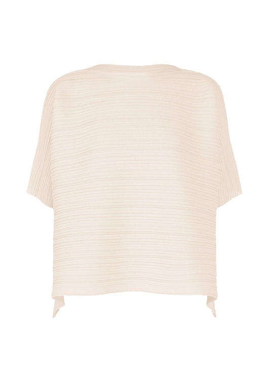 A product shot of the PLEATS PLEASE ISSEY MIYAKE PAPER BOUNCE KNIT shirt in white.