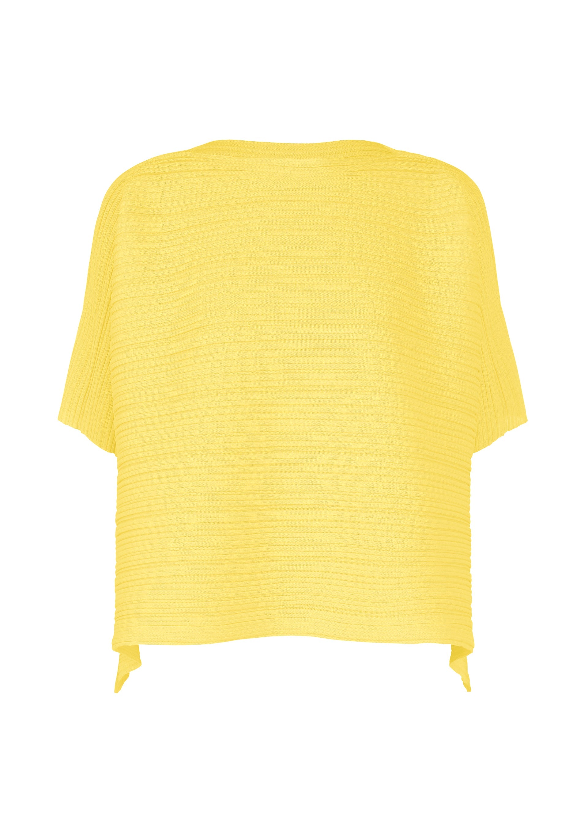 A product shot of the PLEATS PLEASE ISSEY MIYAKE PAPER BOUNCE KNIT shirt in pale yellow.