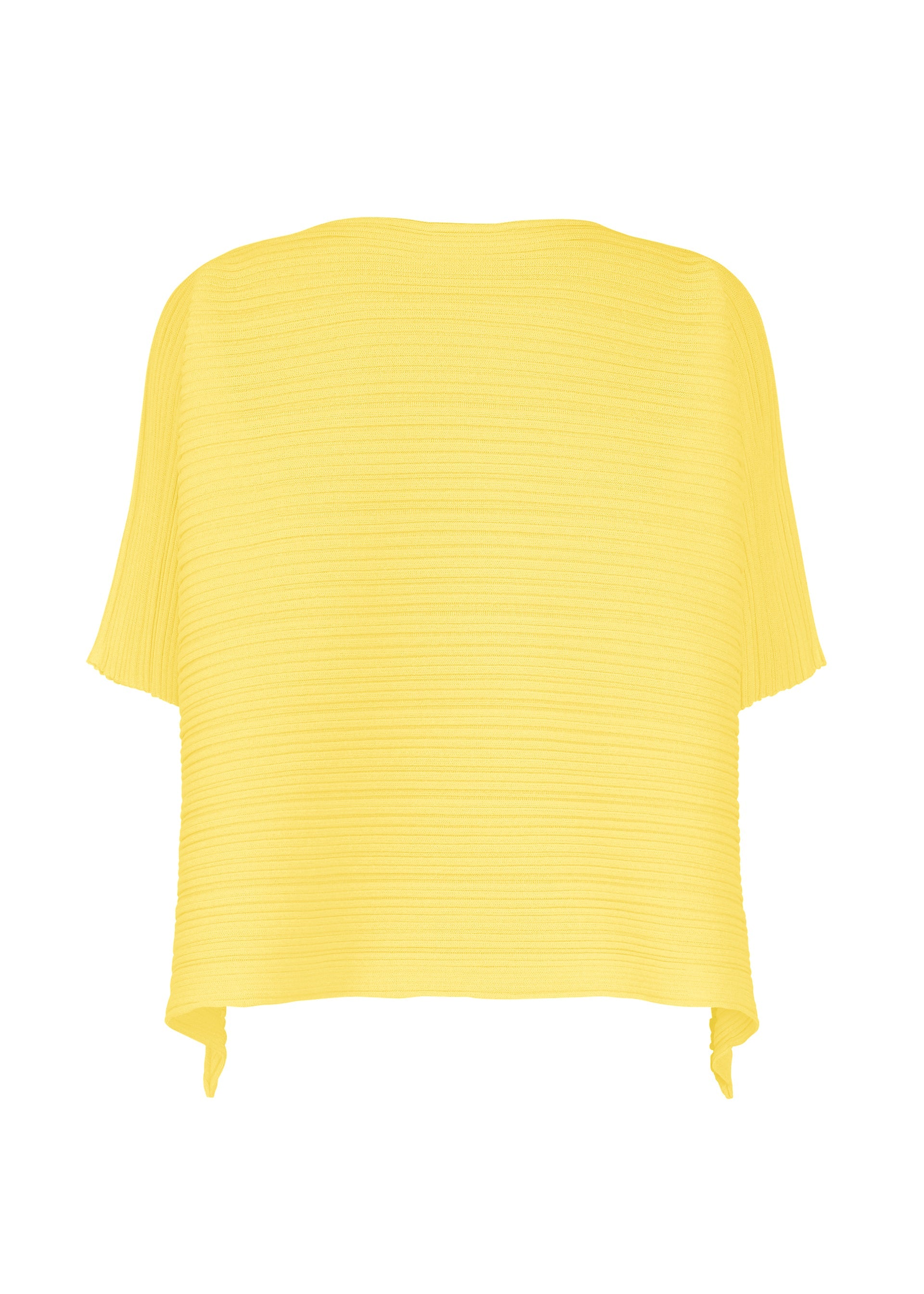 A detail shot of the PLEATS PLEASE ISSEY MIYAKE PAPER BOUNCE KNIT top.