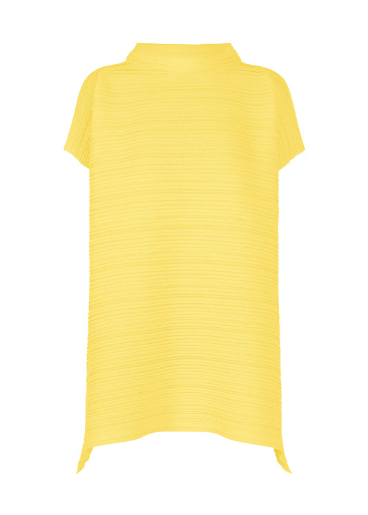 A product shot of the PLEATS PLEASE ISSEY MIYAKE PAPER BOUNCE KNIT shirt in pale yellow.
