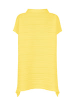 A detail shot of the PLEATS PLEASE ISSEY MIYAKE PAPER BOUNCE KNIT top.