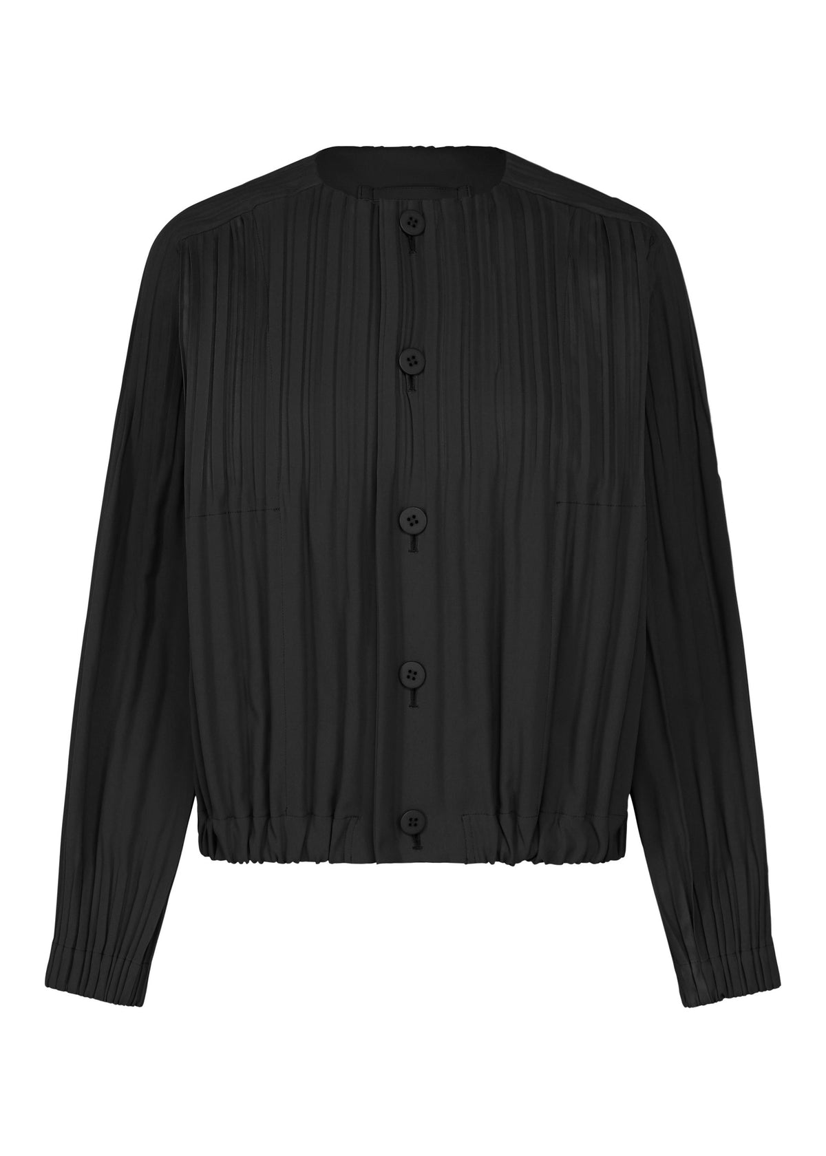 A product shot of the PLEATS PLEASE ISSEY MIYAKE SMOOTH COAT coat in black.