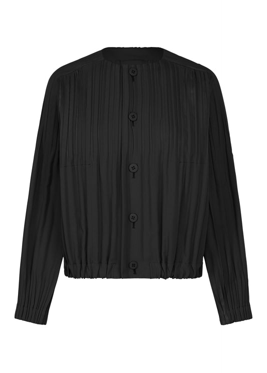 A product shot of the PLEATS PLEASE ISSEY MIYAKE SMOOTH COAT coat in black.