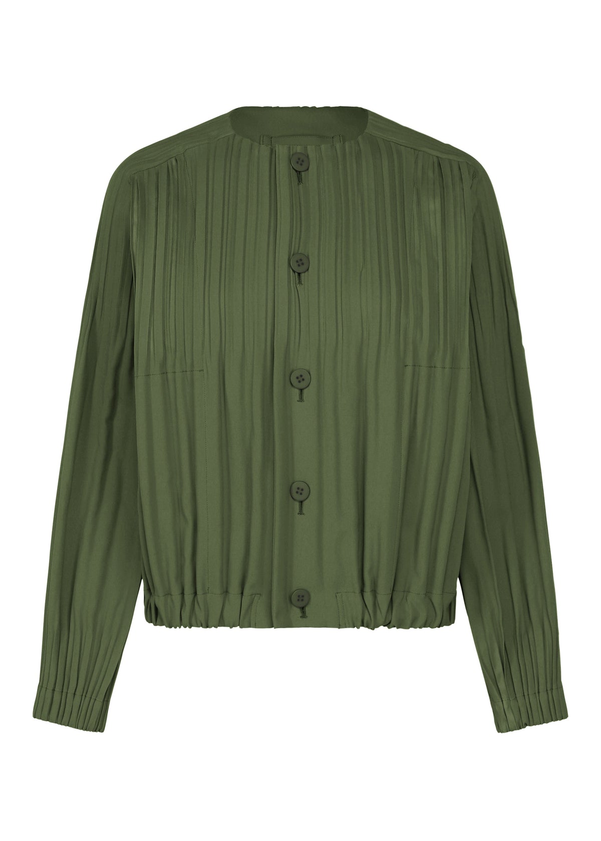 A product shot of the PLEATS PLEASE ISSEY MIYAKE SMOOTH COAT coat in khaki.