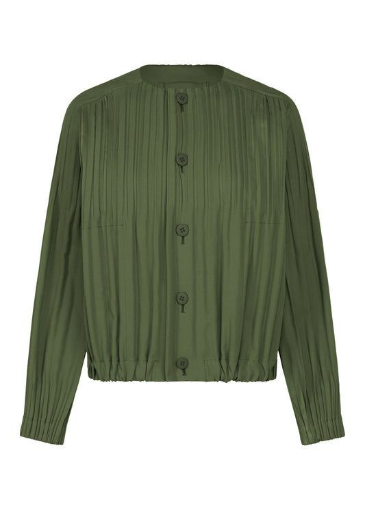 A product shot of the PLEATS PLEASE ISSEY MIYAKE SMOOTH COAT coat in khaki.