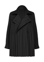 A product shot of the PLEATS PLEASE ISSEY MIYAKE SMOOTH COAT coat in black.