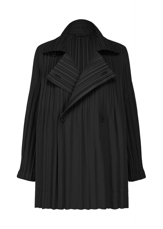 A product shot of the PLEATS PLEASE ISSEY MIYAKE SMOOTH COAT coat in black.