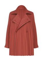A product shot of the PLEATS PLEASE ISSEY MIYAKE SMOOTH COAT coat in terracotta.